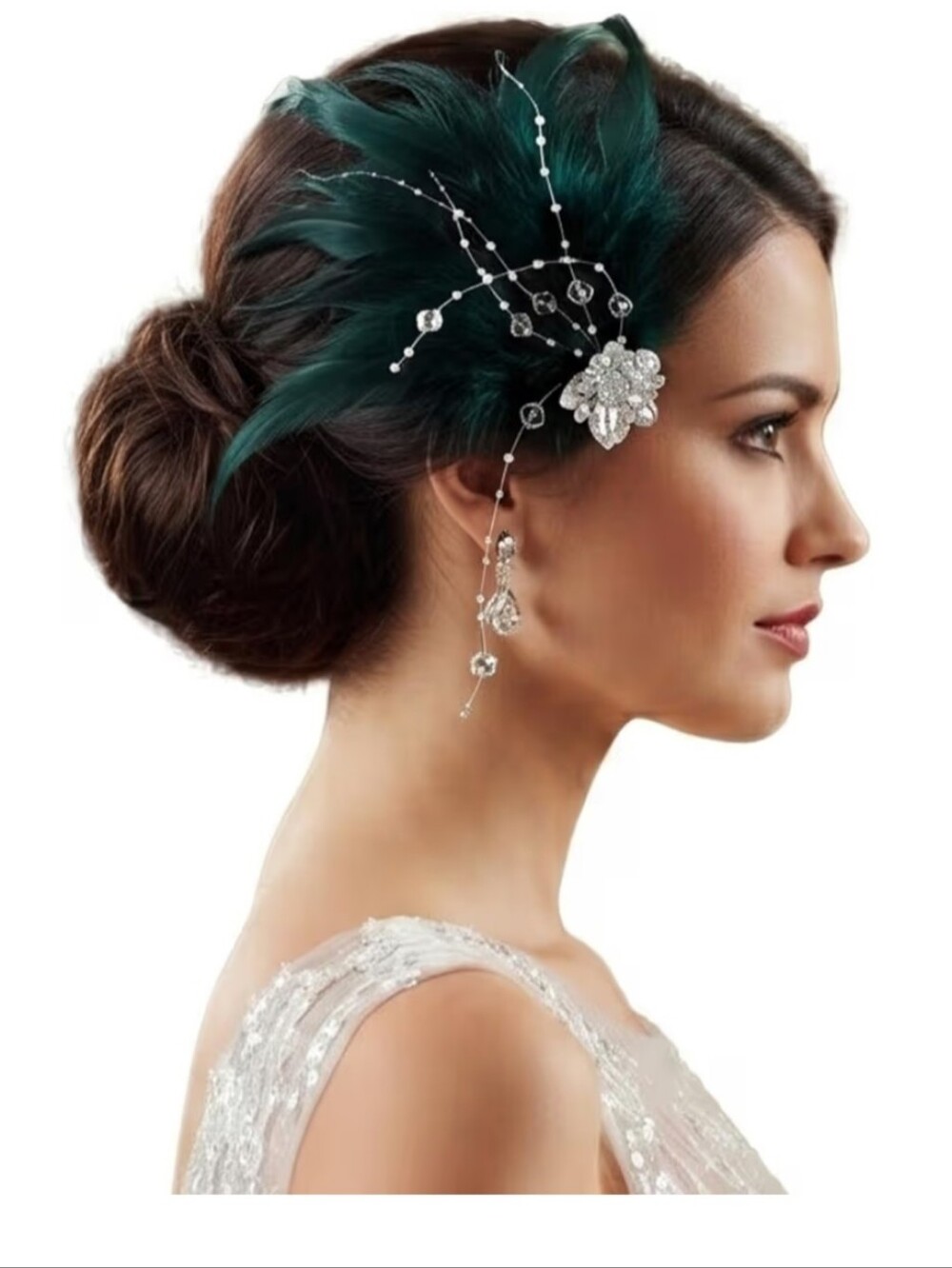 Roaring 1920s Art Deco Feather Headpiece Gatsby